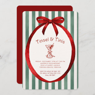 Festive Tinis and Tinsel Martini Christmas Party  Invitation