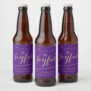 Festive tis the Season to be Joyful Modern Cool  Beer Bottle Label