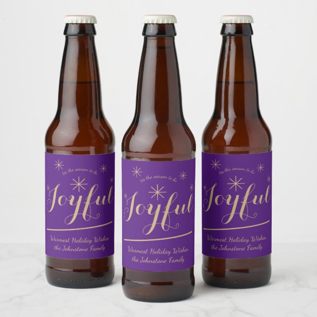 Festive tis the Season to be Joyful Modern Cool  Beer Bottle Label (Bottles)
