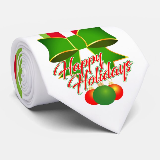 Festive TRADITIONAL Red White and Green Christmas Tie (Rolled)