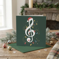 Festive Treble Clef Santa Hat Christmas Lights