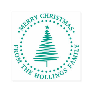 Festive Tree #2 Merry Christmas Greeting Name Self-inking Stamp