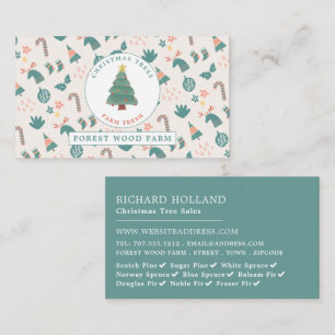 Festive Tree & Background, Christmas Tree Sales Business Card