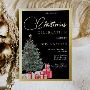 Festive Tree Black Office Christmas Party Gold