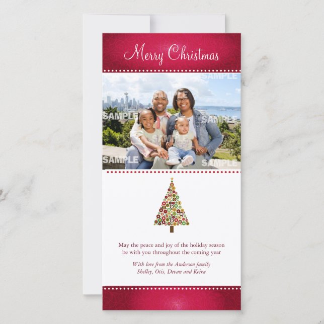 Festive Tree Christmas Photo Card (Front)