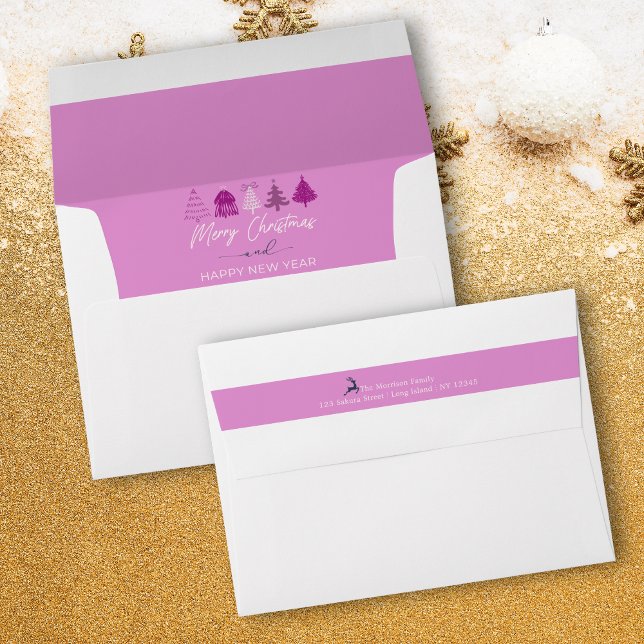 Festive Tree Doodles Light Purple Holiday Envelope (Festive Tree Doodles Light Purple Holiday Envelope)