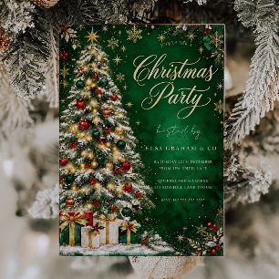 Festive Tree Green Corporate Christmas Party Invitation
