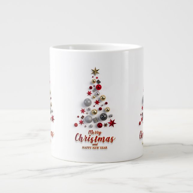  “Festive Tree in Snow” Large Coffee Mug (Front)
