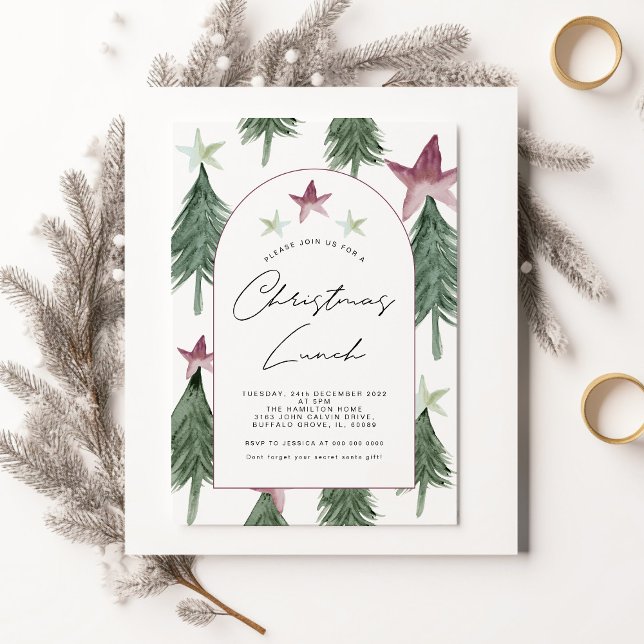 Festive Trees Arch Christmas Lunch Office Party Invitation (Creator Uploaded)
