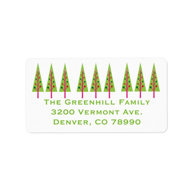 Festive Trees Christmas Address Label (Front)