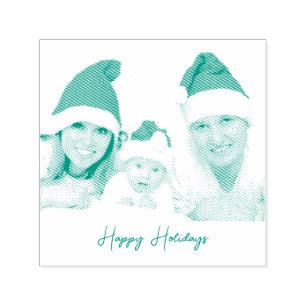 Festive Trendy Happy Holiday Photo Self-inking Stamp