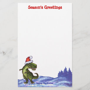 Festive TRex Dino Custom Season's Greetings Stationery