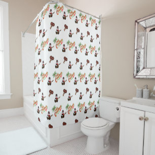 FESTIVE Trini Christmas on WHITE Shower Curtain