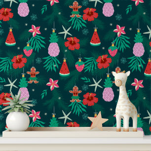 Festive Tropical Summer Christmas Decorations Wallpaper