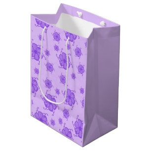 Festive Tropics Floral Monochrome Gift Bag in Purp