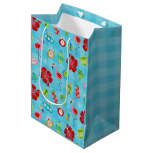 Festive Tropics Hawaiian Holiday Mid Century Mod Medium Gift Bag