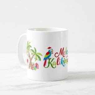 Festive Tropics Mele Kalikimaka Santa Parrot Palms Coffee Mug