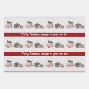festive truck and camper Christmas add your text  Wrapping Paper Sheet