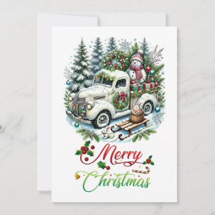 Festive Truck Vintage Christmas Delivery Holiday Card
