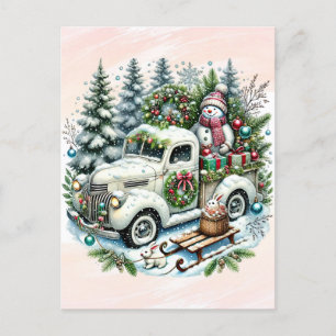 Festive Truck Vintage Christmas Delivery Holiday Postcard