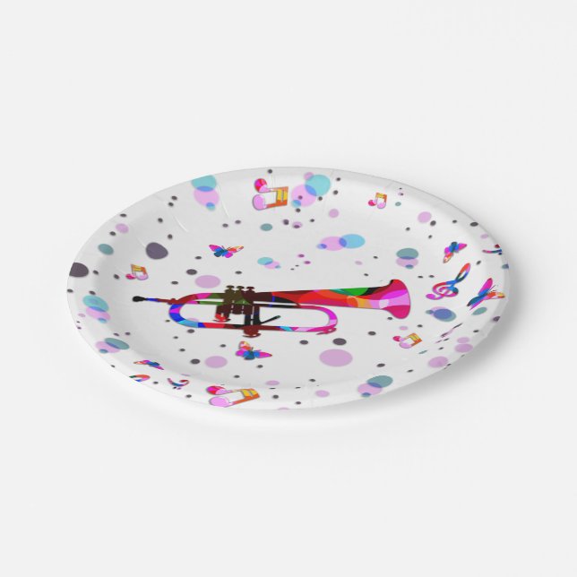 Festive Trumpet Paper Plate (Angled)