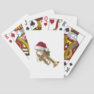 Festive Trumpet Wrapped in Christmas Lights Playing Cards