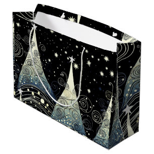 Festive Twilight Christmas Trees Large Gift Bag
