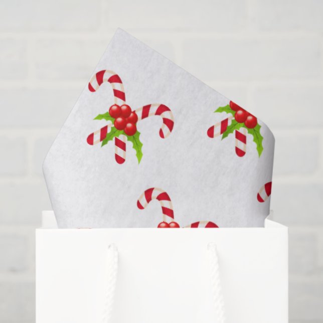 Festive Twin Candy Canes Holiday  Tissue Paper (Gift Bag)