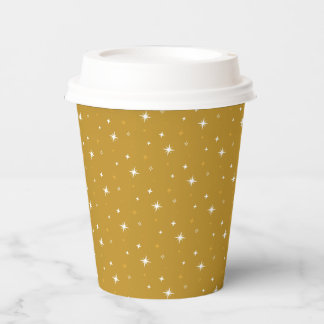 Festive Twinkling Gold Stars Paper Cups