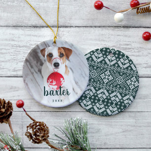 Festive Type   Cute Pet Photo Holiday Ceramic Tree Decoration
