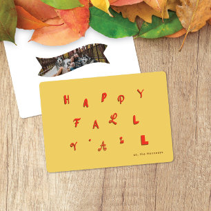 Festive Type Gold Happy Fall Y'all Holiday Card