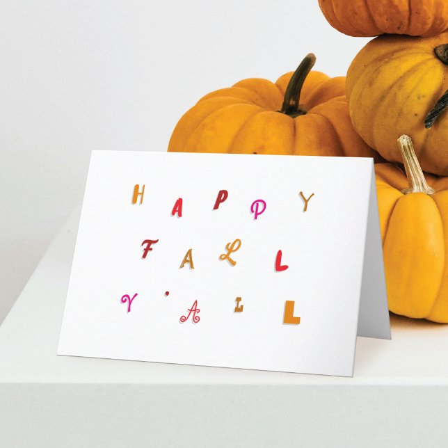 Festive Type Happy Fall Y'all Folded Holiday Card (Creator Uploaded)