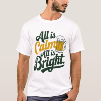 Festive Typography with Beer Mug Design T-Shirt