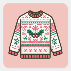 Festive Ugly Christmas Sweater  Square Sticker
