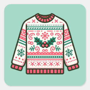 Festive Ugly Christmas Sweater  Square Sticker