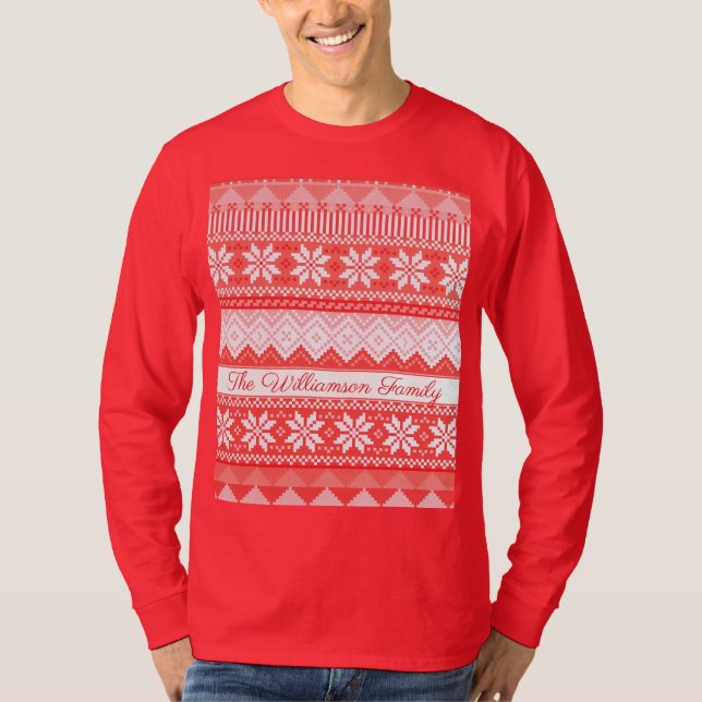 Festive Ugly Sweater Christmas Pattern Family Name (Front)