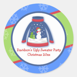 Festive Ugly Sweater Custom Favour Sticker