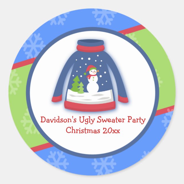 Festive Ugly Sweater Custom Favour Sticker (Front)