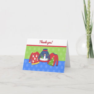 Festive Ugly Sweater Folded Thank you note Card