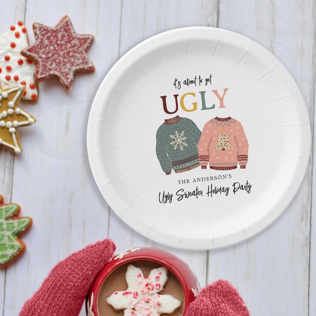 Festive Ugly Sweater Holiday Party Christmas Paper Plate (Creator Uploaded)