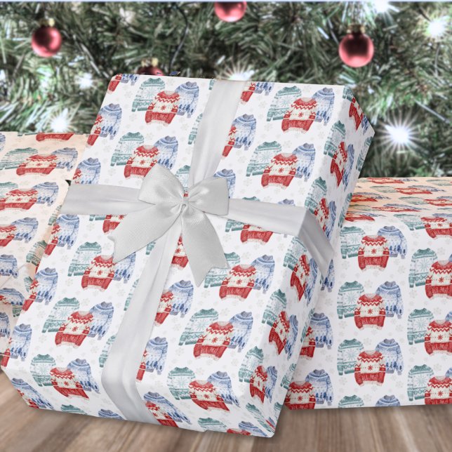 Festive Ugly Sweater Pattern Christmas Wrapping Paper (Festive Ugly Sweater Pattern Christmas Wrapping Paper)