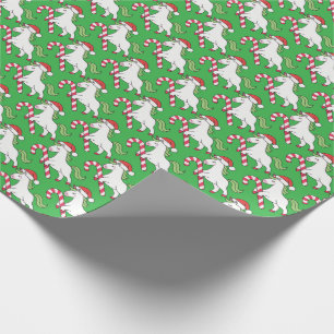 Festive Unicorn Candy Cane Gift Wrap