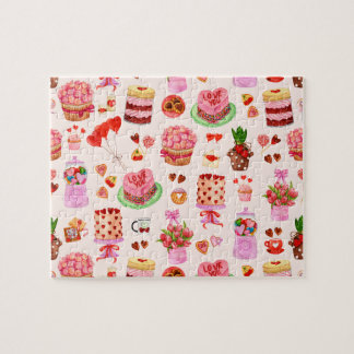 Festive Valentines Day Sweets, Cakes, and Desserts Jigsaw Puzzle
