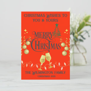 Festive Very Merry Family Photo Christmas Flat Card