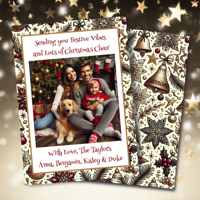 Festive Vibes and Christmas Cheer Family Photo Holiday Card (Creator Uploaded)