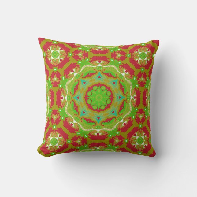 Festive Vibes Liquid Art Mandala Pattern Cushion (Front)
