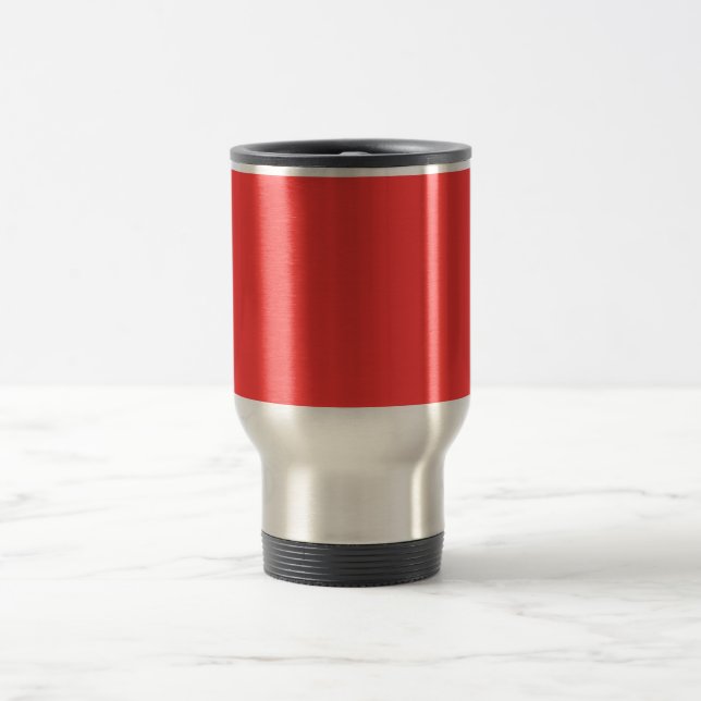 Festive Vibrant Coral Background Colour Travel Mug (Center)