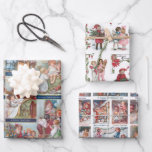 Festive Victorian Children Christmas Card Collage Wrapping Paper Sheet<br><div class="desc">Festive and colourful collection of beautifully restored antique Christmas card art featuring happy children,  presents,  Christmas greetings and of course Father Christmas. Patterns are seamless and scaleable.</div>