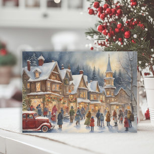 Festive Village Winter Snow Christmas  Holiday Card