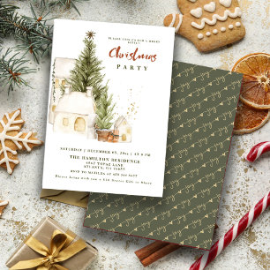 Festive Vintage Boho Merry Christmas Party Invitation